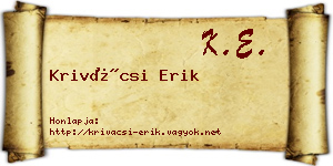 Krivácsi Erik névjegykártya